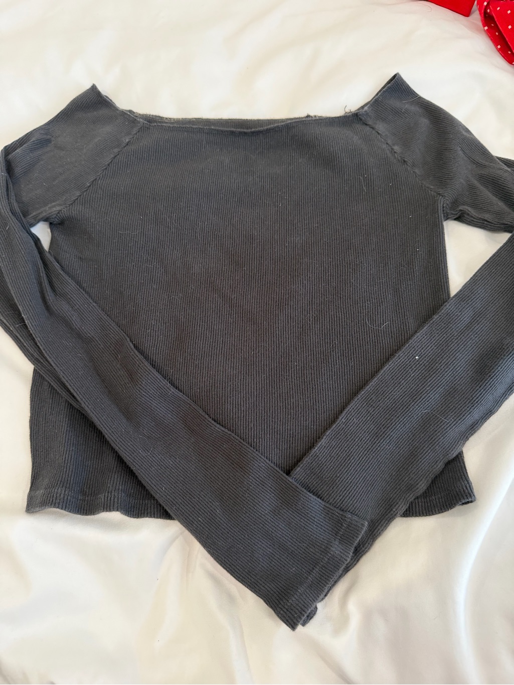 Brandy Melville Ribbed Long Sleeve Square Neck Black Top.